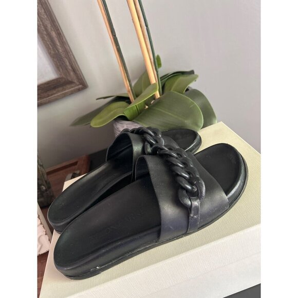 Marion Parke Christine Chain Slide Sandal Black Womens Size 37 7 - Picture 7 of 12